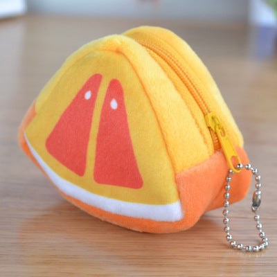 Portafoglio e portachiavi per bambini Valstrend, forma triangolare con frutta colorata in peluche, regalo creativo per il giorno dei bambini.