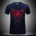 T-shirt da uomo a maniche corte in cotone con stampa di personaggi, collo largo e vestibilità comoda, marca Tide, modello T Rose