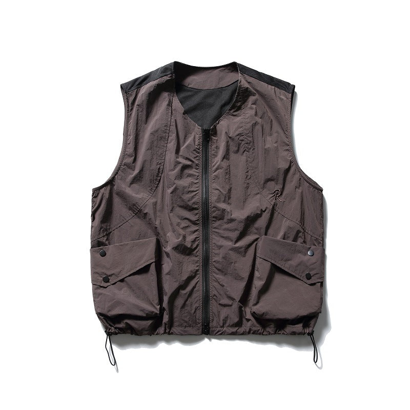 Gilet senza maniche outdoor Valstrend, giacca da montagna con colletto alto, colore solido, ideale per attività casual e all'aperto