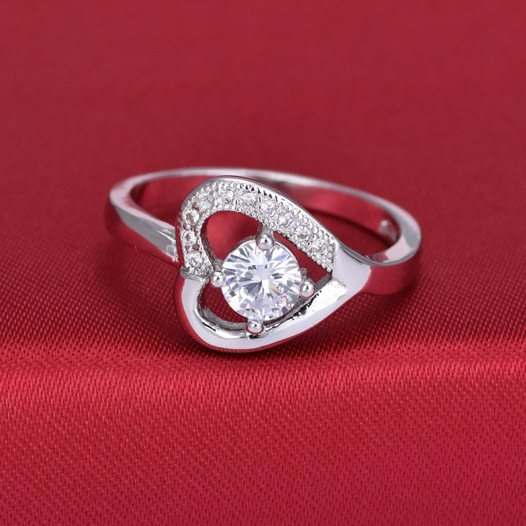 Anello a cuore inlays con zirconi di alta qualità AAA, ornamenti europei e americani, gioielli eleganti di Valstrend shop