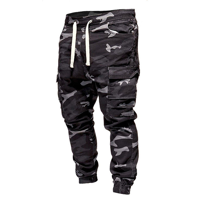 Pantaloni casual da uomo in stile mimetico con elastico in vita, marca Valstrend shop, pantaloni moda uomo con coulisse.