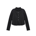 Irregular Design Padded Shoulder Shirt Loose Cardigan Coat