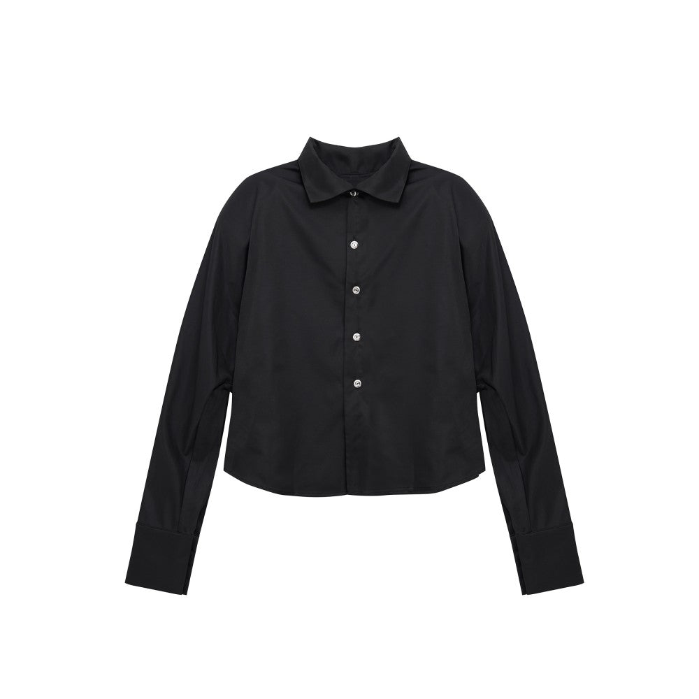 Irregular Design Padded Shoulder Shirt Loose Cardigan Coat