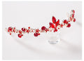 Set di gioielli da sposa con collana rossa ed orecchini, accessori moda Valstrend, tre pezzi di bigiotteria per matrimonio.