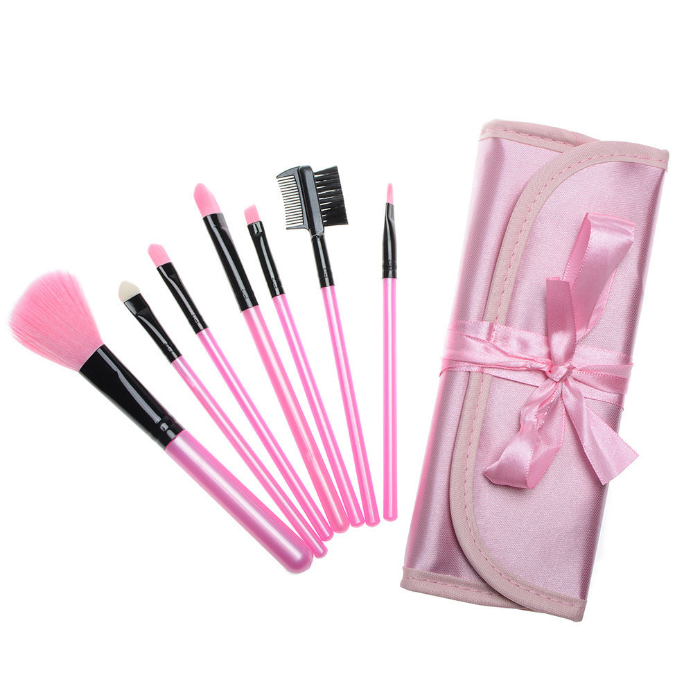 Set di 7 pennelli per trucco portatili Valstrend, multifunzionali e con rullo per facile trasporto e uso professionale.