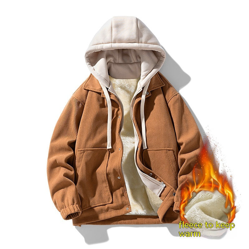 Giacca in velluto imbottito, spessa e calda, stile baseball, per uomo, perfetta per autunno e inverno, marca Valstrend.