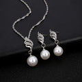 Set di collana e orecchini con perle e diamanti, modello a linee ondulate, accessori da sposa in stile Europa e USA, Valstrend.
