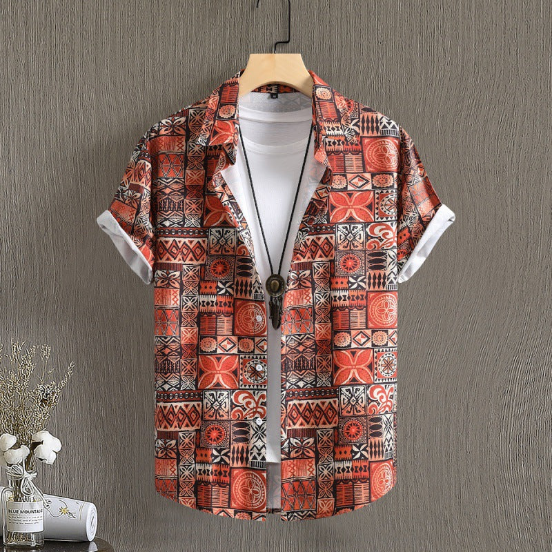Camicia da uomo Valstrend Retro Middle East a maniche corte con stampa vintage e design ispirato al Medio Oriente.