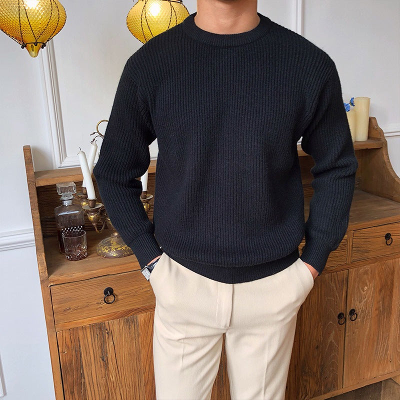 Maglione da uomo a manica lunga Valstrend, girocollo casual per autunno e inverno, tessuto morbido e confortevole.
