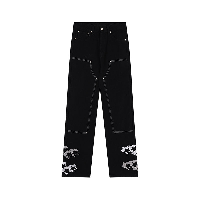American Casual Vibe XINGX Embroidered Jeans