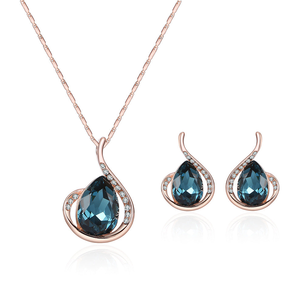 Set di gioielli da sposa con collana e orecchini in cristalli di diamante, elegante e brillante, di Valstrend shop.