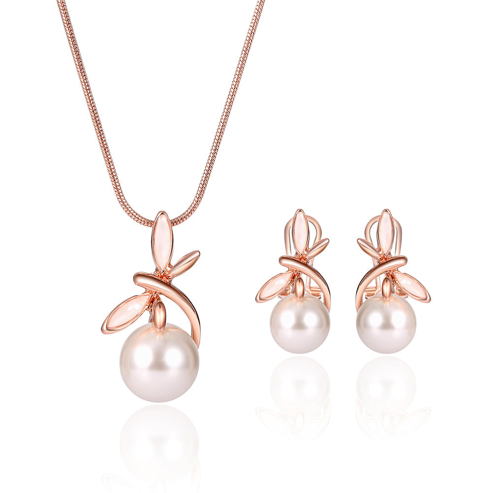 Set di gioielli da sposa con collana e orecchini di perle eleganti, Valstrend, perfetto per matrimoni e occasioni speciali