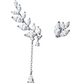 Orecchini in argento 925 con design asimmetrico a foglie e dettagli a diamante, stile coreano femminile, modello E0629