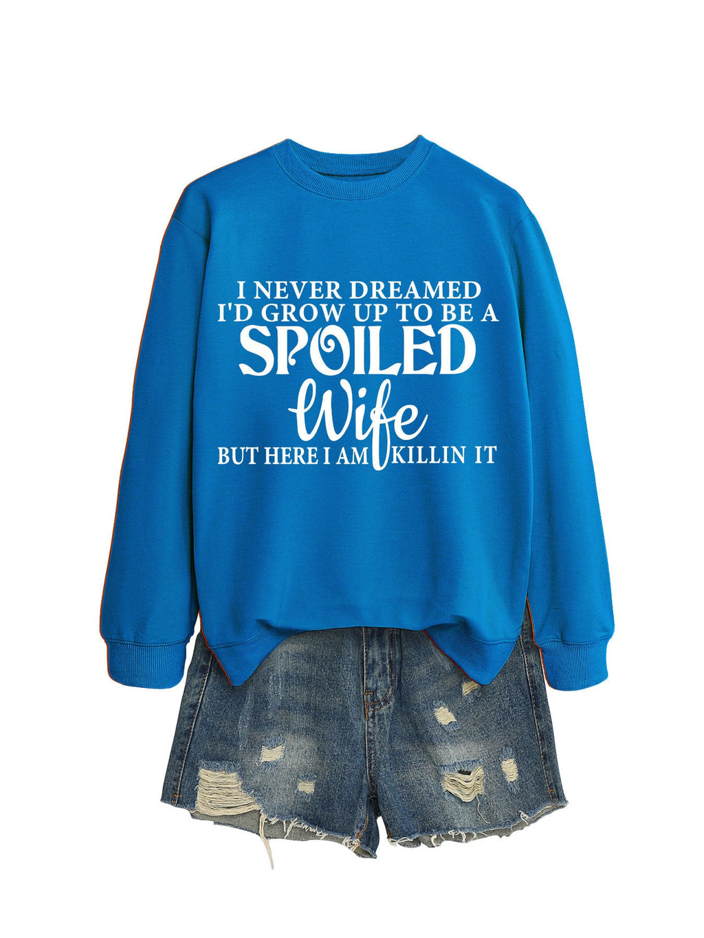 Felpa casual con lettere stampate, girocollo, donna, marca Valstrend, vista frontale con dettagli del design.