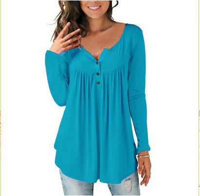 Women's Printed Plus Size Deep V Pullover T-shirt