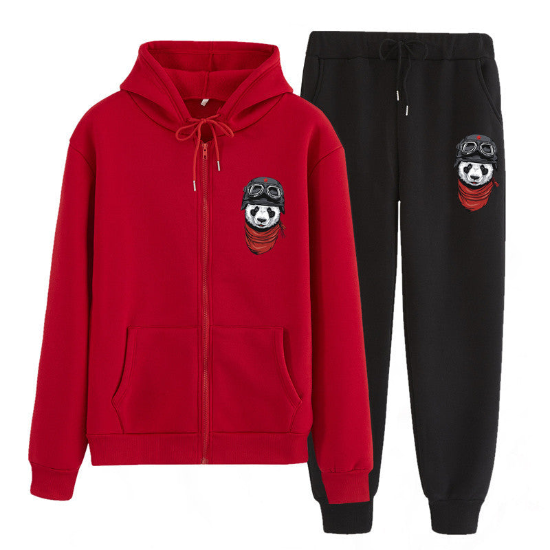 Completo invernale hoodie con zip e pantaloni abbinati Valstrend, set a due pezzi caldo e comodo per l'inverno.