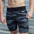 Shorts sportivi da corsa Valstrend in stile militare camouflage, ideali per allenamento e attività casual.