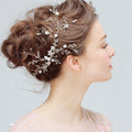 Spilla per capelli da sposa Valstrend con fiori, cristalli e perline, fermaglio laterale per acconciature da matrimonio.