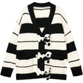 Mohair Lazy And Loose Striped Knitted Cardigan