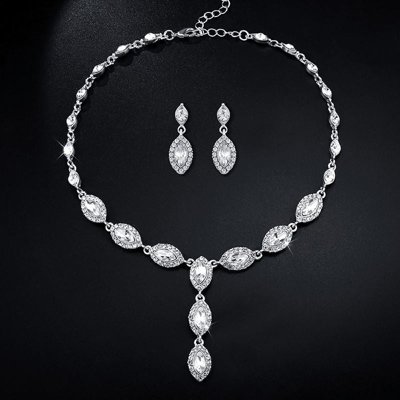 Orecchini e collana da sposa Valstrend Jewelry con zirconi, perfetti per sera e festa, elegante set di gioielli da sposa.