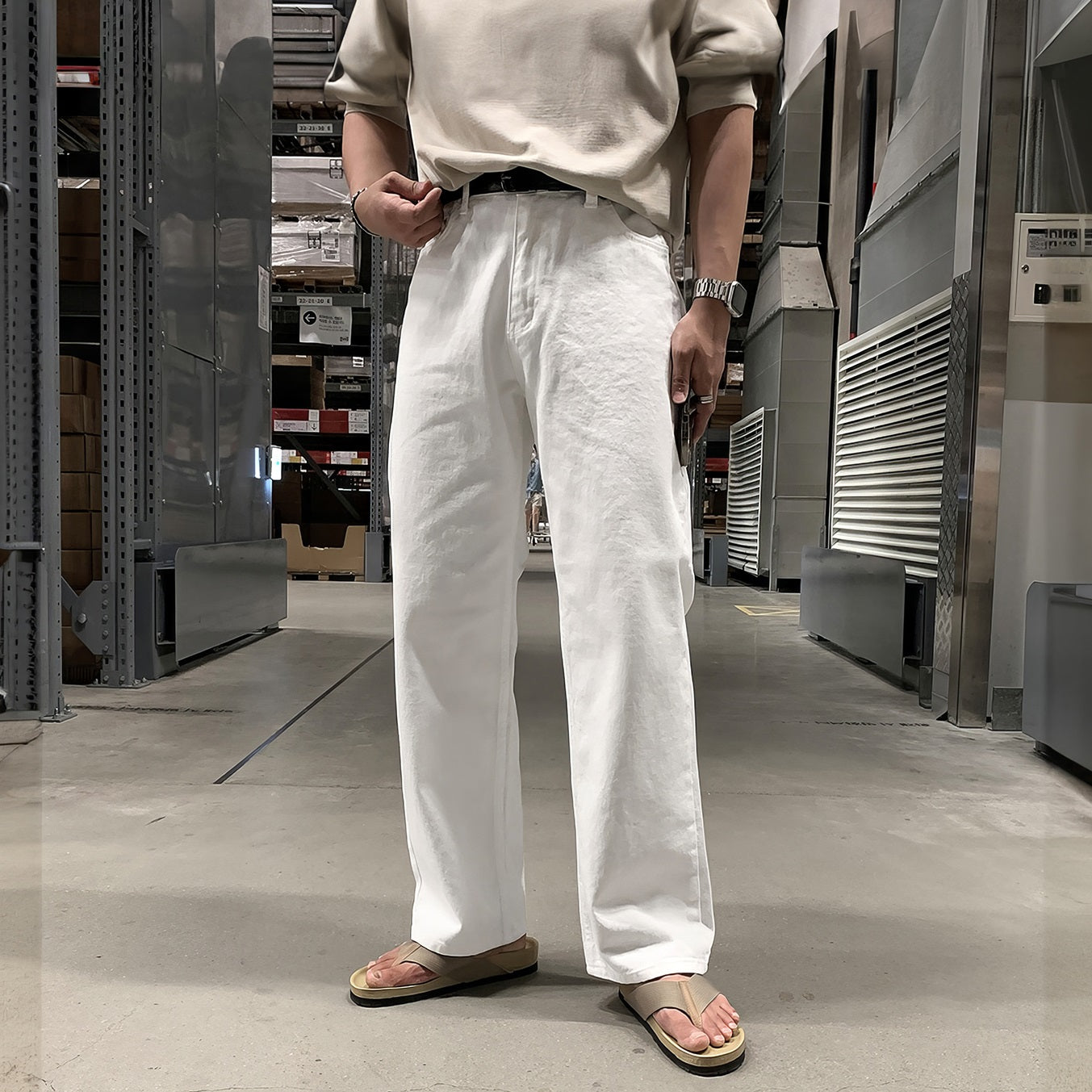 Pantaloni larghi estivi Valstrend, stile vintage americano, tessuto lavato, pantaloni casual a gamba larga da donna