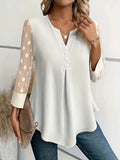 Camicia donna in maglia mesh Valstrend, maniche a rete con bottoni, perfetta per primavera e estate.
