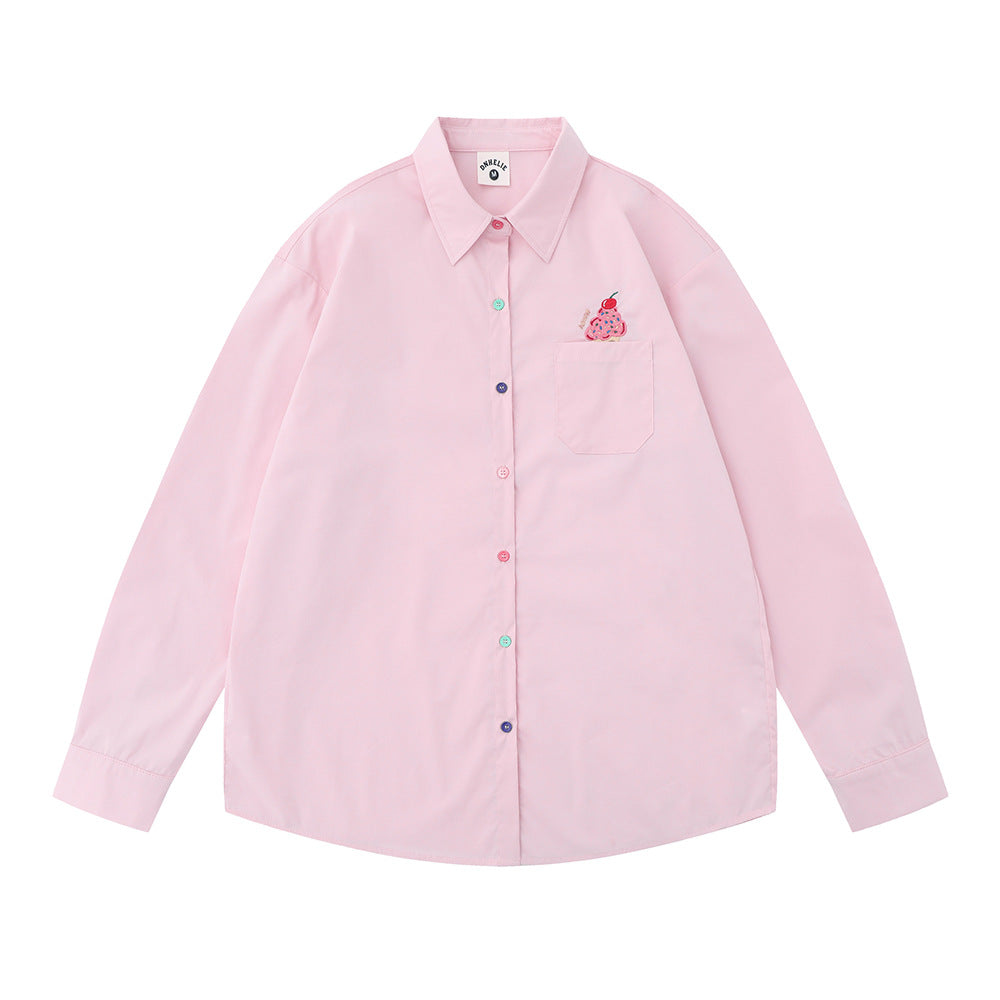Camicia lunga da uomo Valstrend con ricami, maniche lunghe, stile casual e loose, con taschino frontale, tessuto morbido.