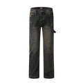 Salopette in jeans Valstrend shop American Retro Heavy Washed con effetto sporco e tintura mud, dettagli di stile vintage.