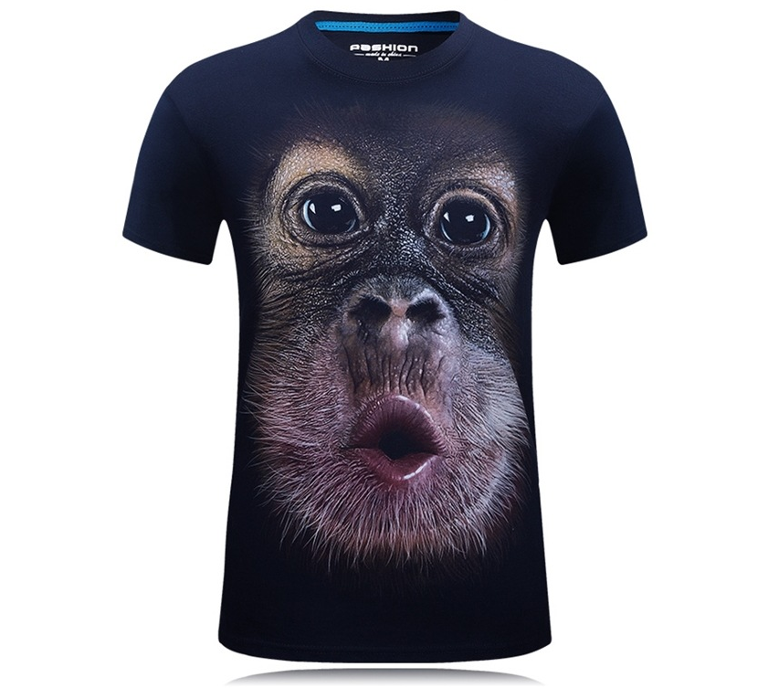 T-shirt da uomo Valstrend shop con stampa 3D di gorilla, tessuto morbido e comodo, stile casual e moderno.