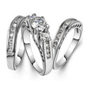 Anello di fidanzamento combinato Valstrend con zirconia, stile europeo e americano, brillante e alla moda per coppie.