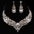 Collana in lega con grandi cristalli e diamanti di gioielleria Valstrend, elegante set di gioielli con cristalli lucenti.