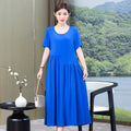 Vestito estivo Valstrend in popeline Noil a tinta unita, stile estivo e casual, perfetto per l'outdoor e le occasioni informali.