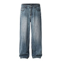 Jeans americani larghi e sbiaditi di colore blu Valstrend, pantaloni in denim con vestibilità comoda e stile casual.