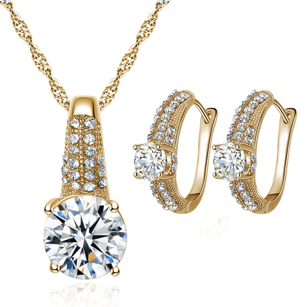 Set di gioielli da sposa con collana e orecchini Valstrend, dettagli eleganti in oro e perle, perfetto per matrimonio e occasioni speciali.