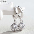 Orecchini in argento sterling S925 con motivo quadrato magico, stile giapponese, pendenti eleganti e dettagli raffinati