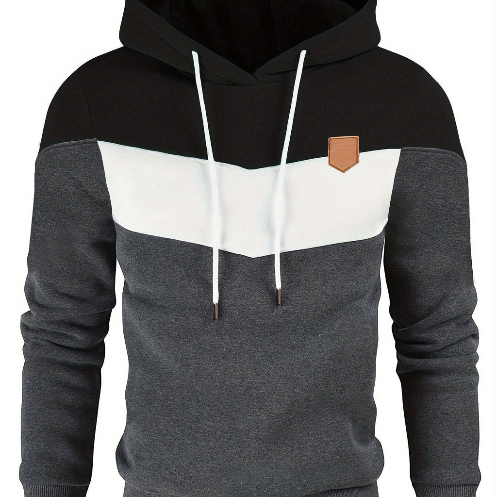 Felpa con cappuccio Valstrend, Hoodie casual con blocchi di colore, tasca a marsupio, ideale per autunno e inverno.
