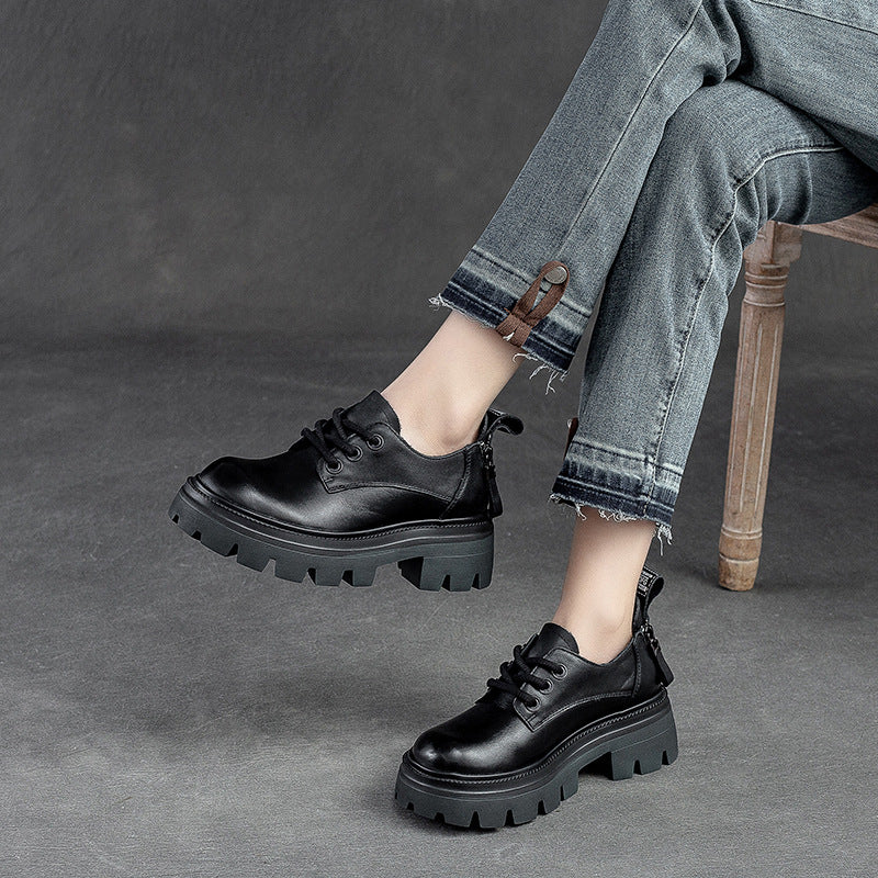 Scarpe mocassino Valstrend in stile retro primavera, con zip posteriore e suola a forma muffin, stile casual basso.