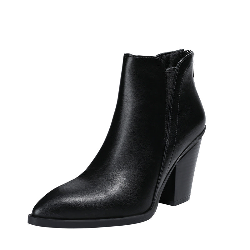 Stivali donna Valstrend con tacco spesso, cerniera posteriore, suola antiscivolo e design invernale slim fit.