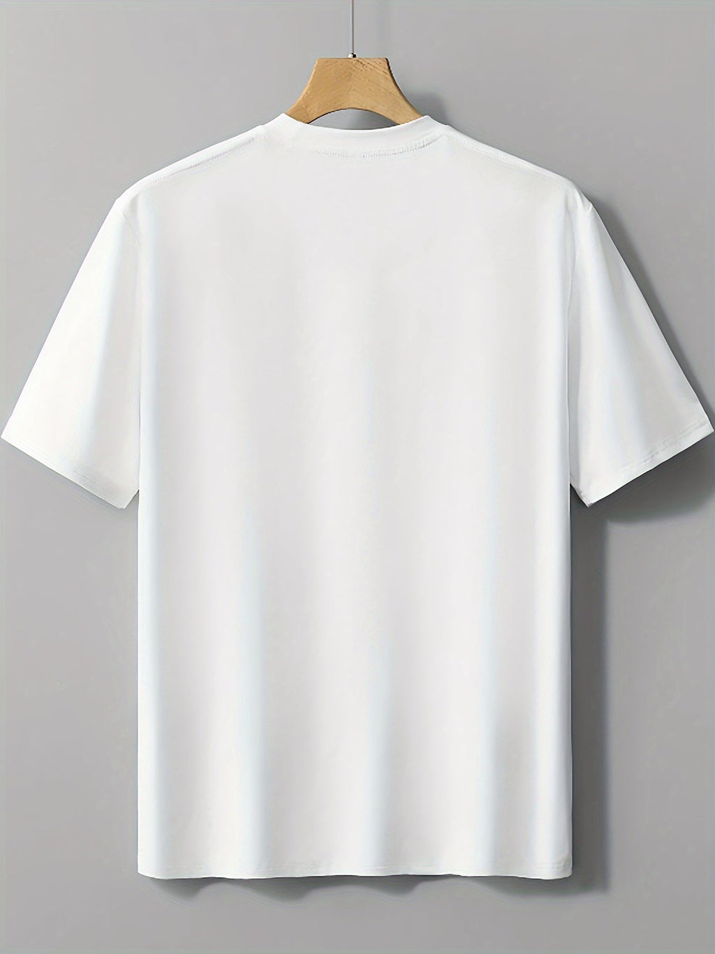 Maglietta casual da uomo in poliestere con stampa creativa, maniche corte e collo rotondo, ideale per l'estate.