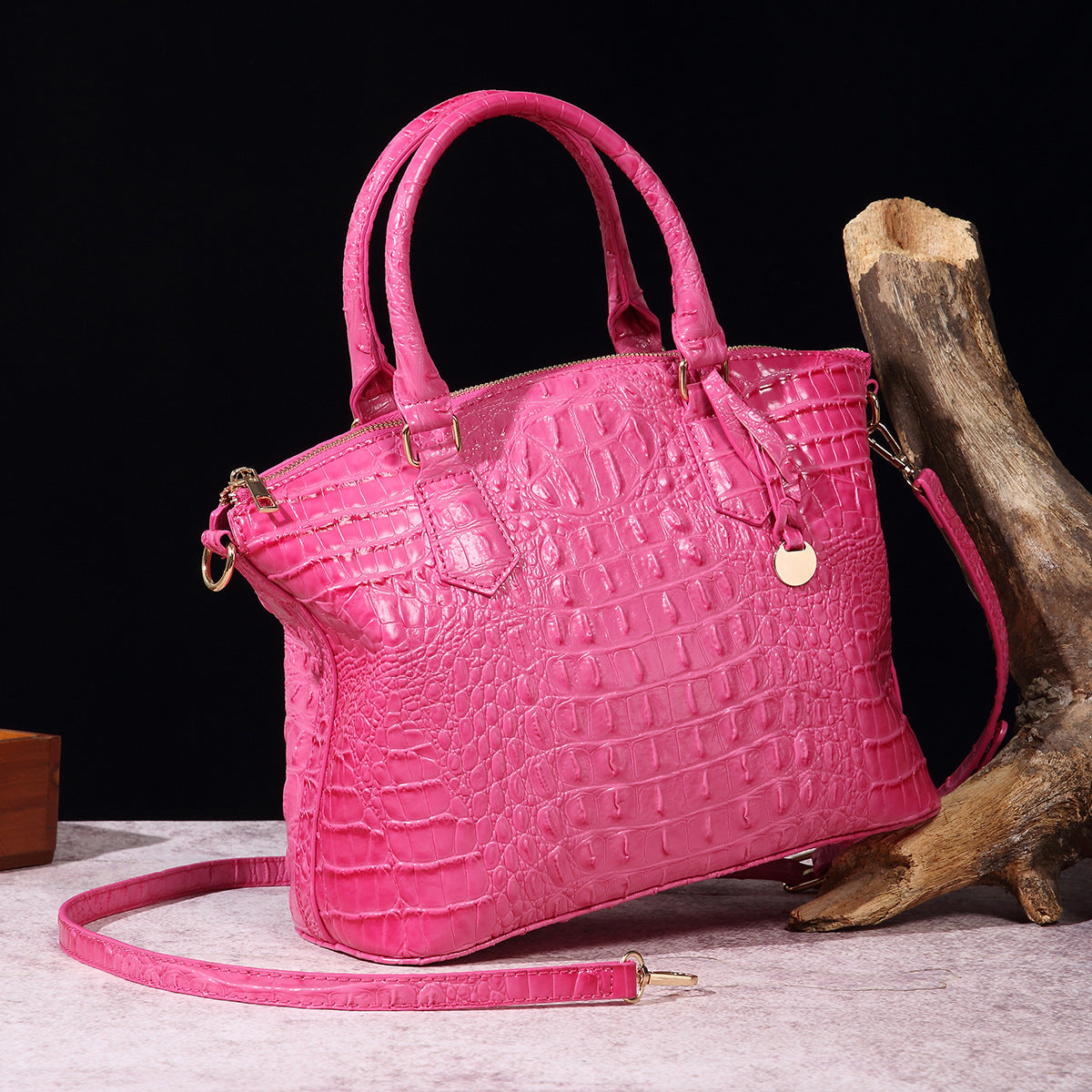 Borsa a tracolla donna Valstrend con motivo rettile retrò, portabile, in stile coccodrillo, elegante e compatta.