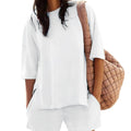 Completo donna estate Valstrend con blusa e pantaloncini, tessuto leggero e stile fresco, ideale per look estivi casual.