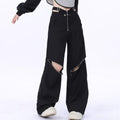 Pantaloni casual da donna autunno Valstrend con zip multipli, tasche multiple e cinturino regolabile, stile retrò e comodo.