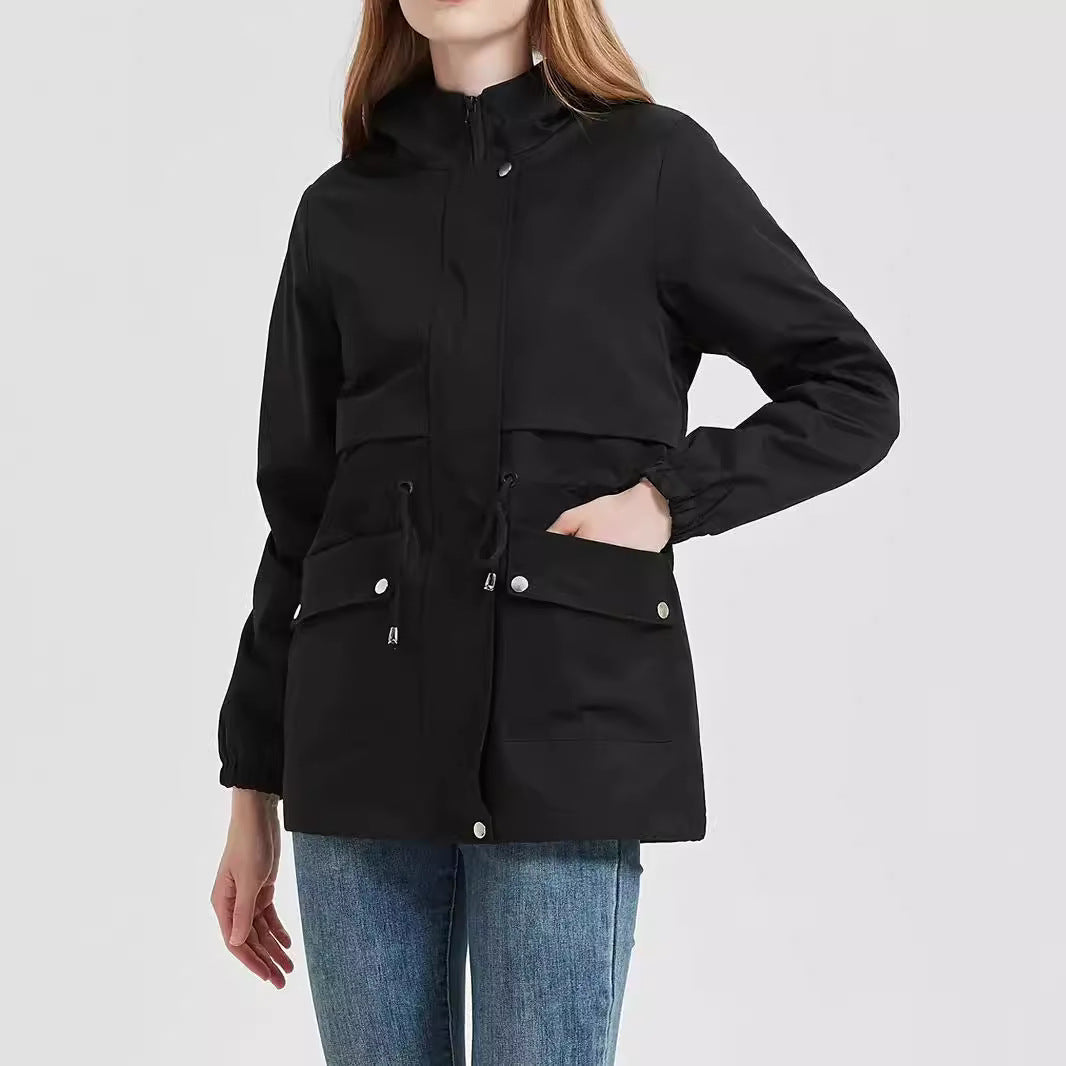 Cappotto casual coreano Valstrend, lungo medio, in cotone spesso, stile alla moda, vestibilità ampia, colore neutro.