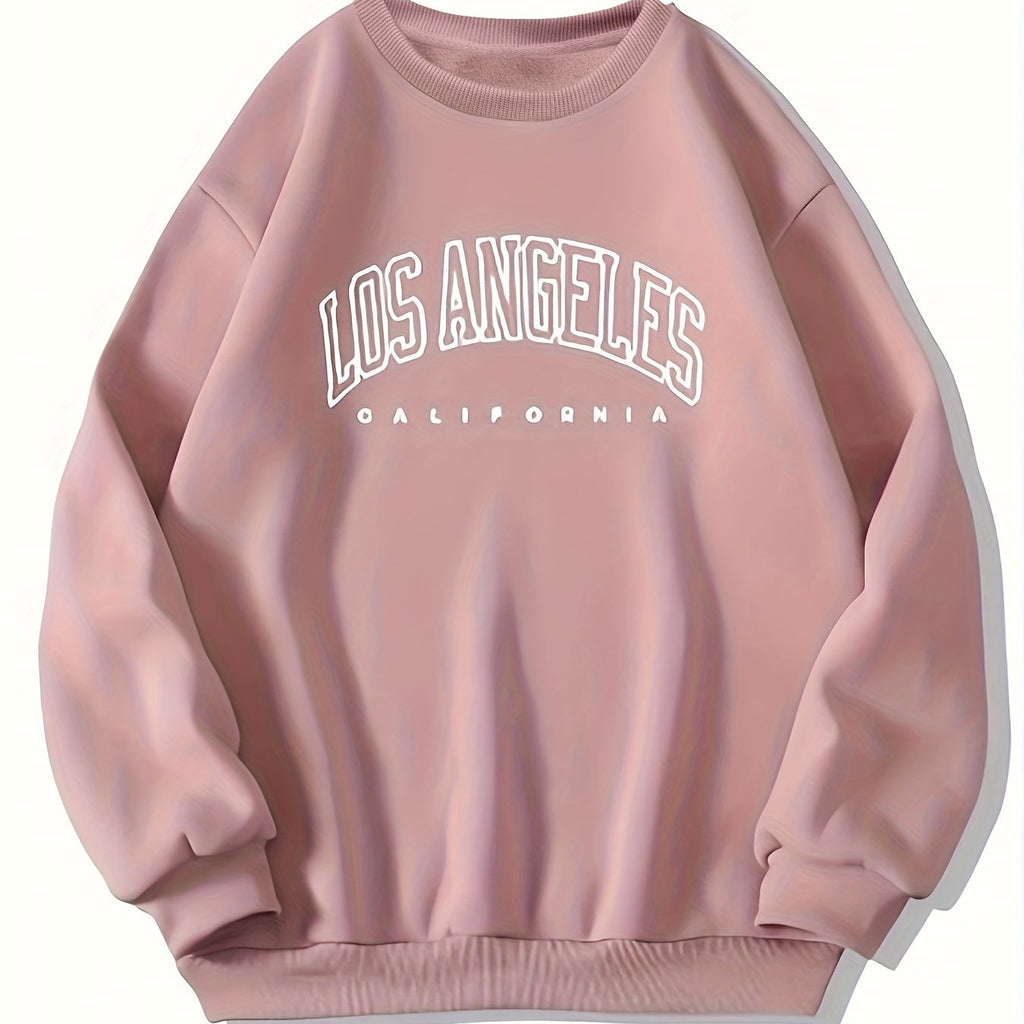 Letter Print Pullover Sweatshirt, Casual Long Sleeve Crew Neck Sweatshirt For Fall & Winter, Women's Clothing