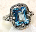 Anello Valstrend in argento 925 placcato, con diamanti e zaffiri, stile europeo e americano, perfetto come anello di fidanzamento.