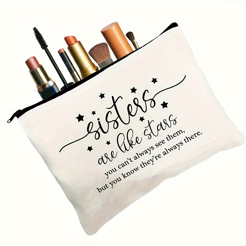 Beauty case Valstrend in tessuto con lettere solide, cosmetici con cerniera leggera per viaggio, shopping e uso quotidiano