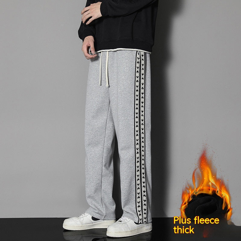 Pantaloni casual sportivi Valstrend Ins Trend All-matching dritti, stile sportivo e comodo, in tessuto nero, perfetti per l'allenamento.