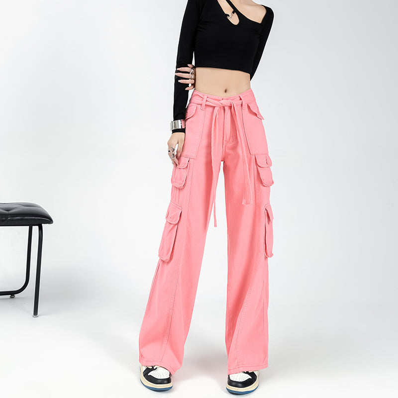 Pantaloni ampi da donna Valstrend, pantaloni larghi e dritti con vestibilità comoda e stile casual, visibili nell'immagine.