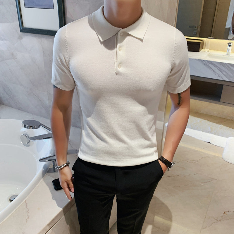 T-shirt estivo slim-fit con scollo a V in seta di ghiaccio solida, uomo, marca Valstrend, tessuto leggero e traspirante