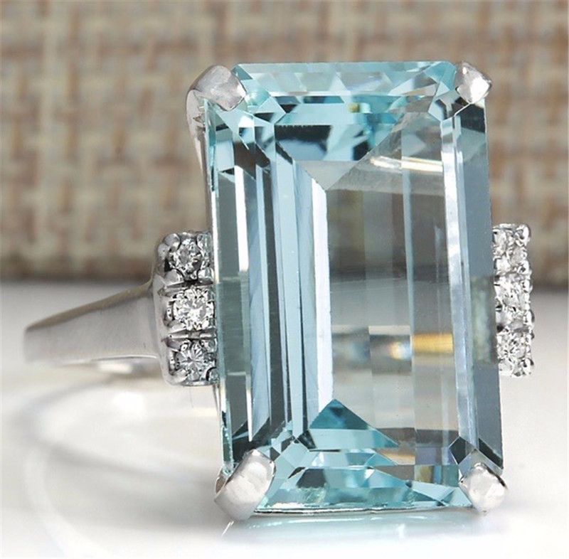 Anello di fidanzamento in topazio e zaffiro di lusso Valstrend, gioiello da mano elegante e alla moda europea e americana.